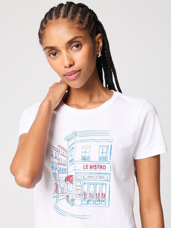 J. Crew Factory Tops - J Crew Factory NWT Bistro Graphic Tee in Le Bistro 100% Cotton size Small